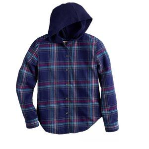 GIRLS SO BOYFRIEND HOODED FLANNEL SHIRT SIZE XS (6/6X)  #K70